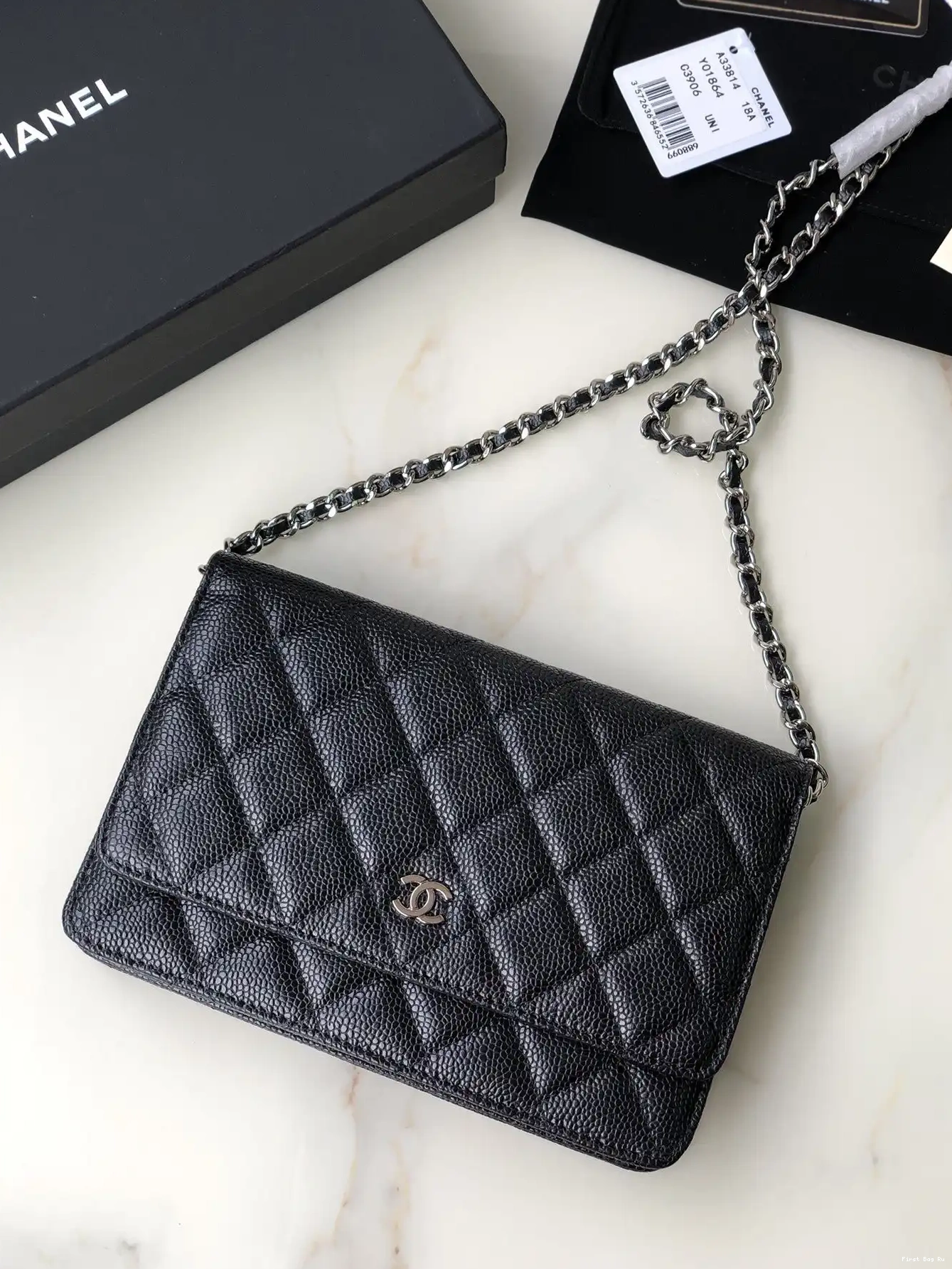 First Bag Ru CAVIAR CHAIN CHANEL WALLET 0707
